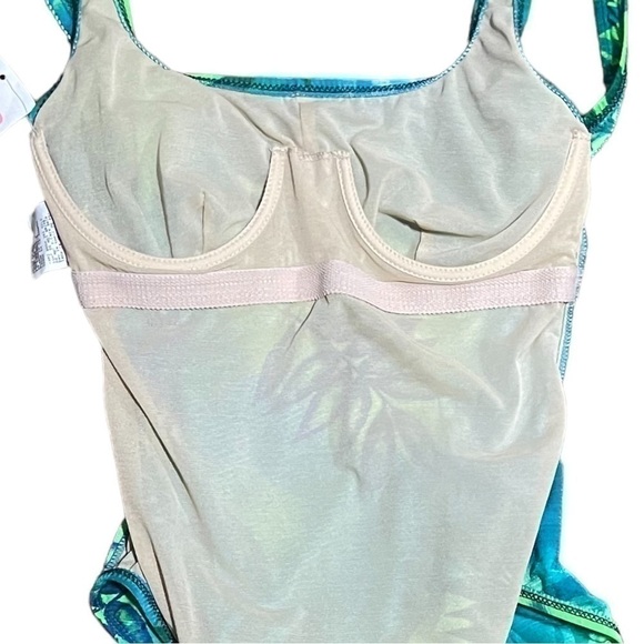 NWT Athena One Piece Tropical Blue & Green Foliage Pattern Swimsuit Size 10 - Picture 9 of 16